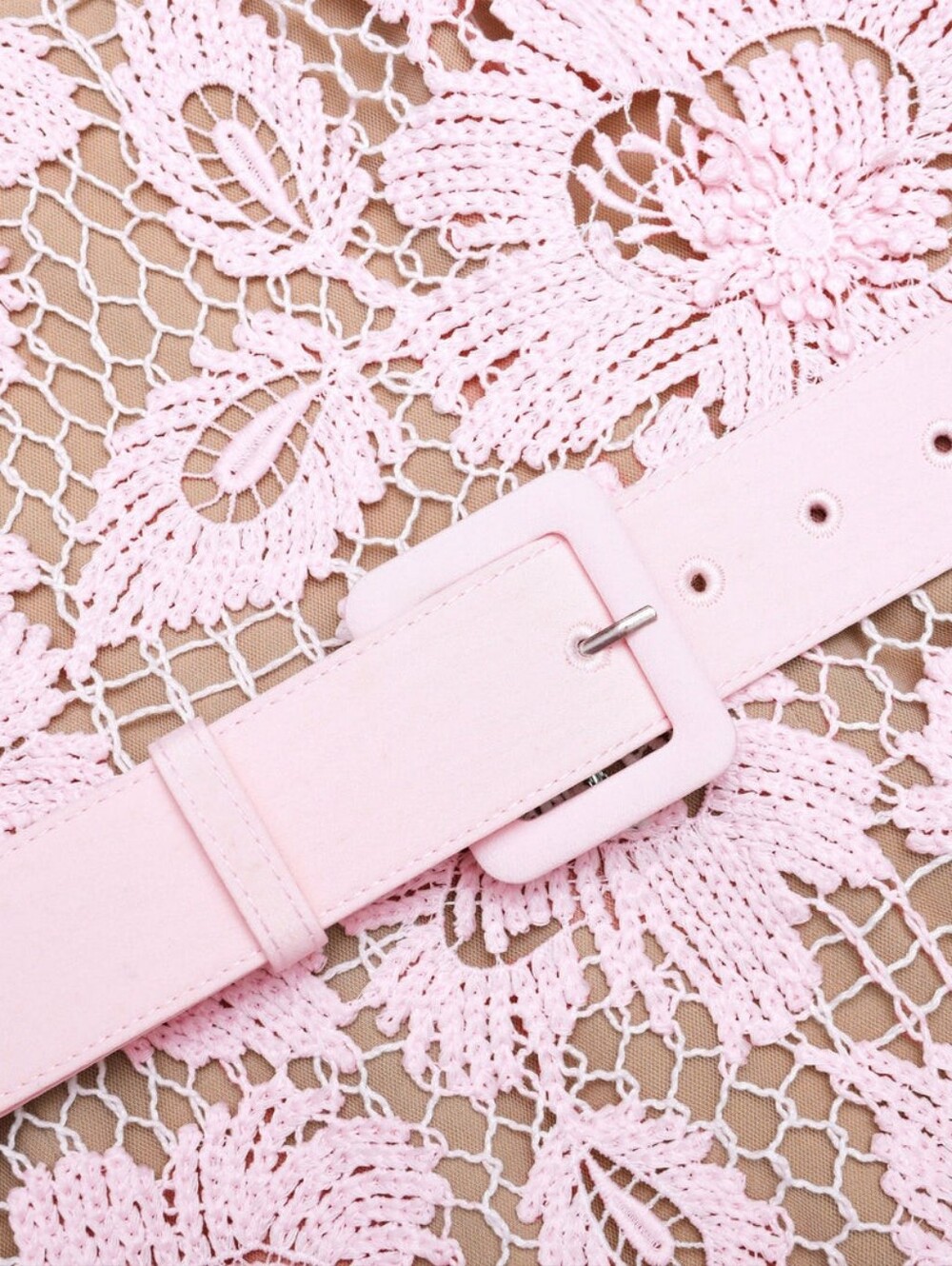 Self Portrait Pink Crochet Lace Midi Dress - Picture 7 of 7